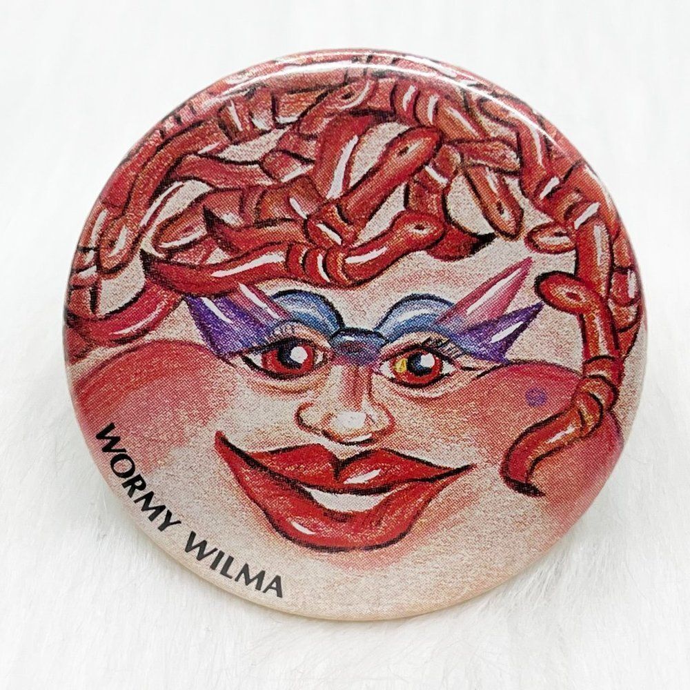 🔮 5/$25 80's Vintage Horror Monster Goulie Wormy Wilma‎ Pin